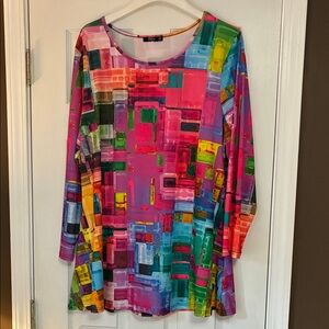 Colorful Abstract Women's Tunic Top 1X